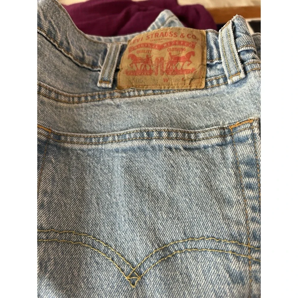 LEVIS 505 Jeans Mens 38x30 Classic Straight Leg Light Wash Blue Denim